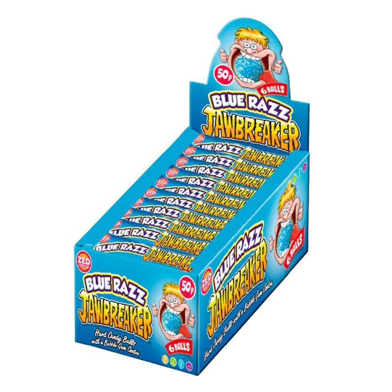 24 x Zed Candy Blue Razz Jawbreaker 6 Ball Pack, 49.6g