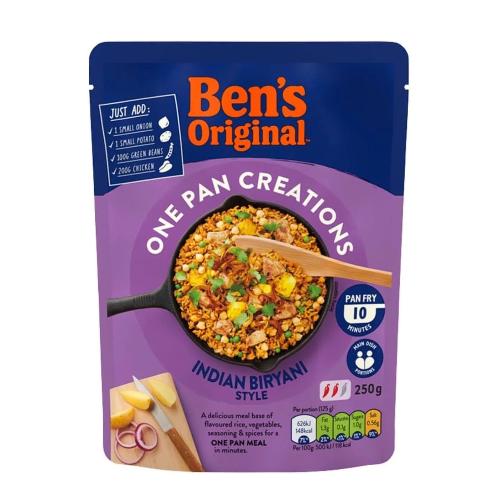 6x Ben's Original One Pan Creations, Indian Biryani, Rice Pouch, Ready Meals 250g (Box of 6) - Image 3