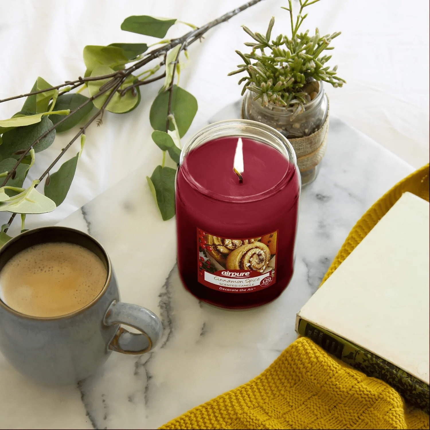 AirPure Large Scented Candle Jar Cinnamon Spice 18oz - Image 2