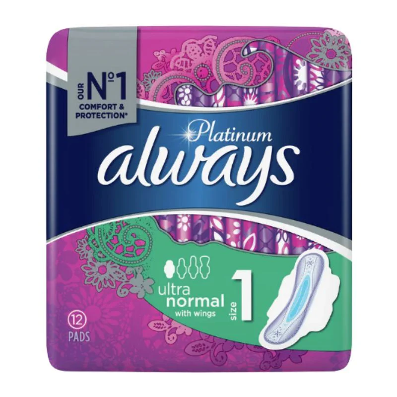 Always Platinum Pads Ultra Normal with Wings Size 1, 12s