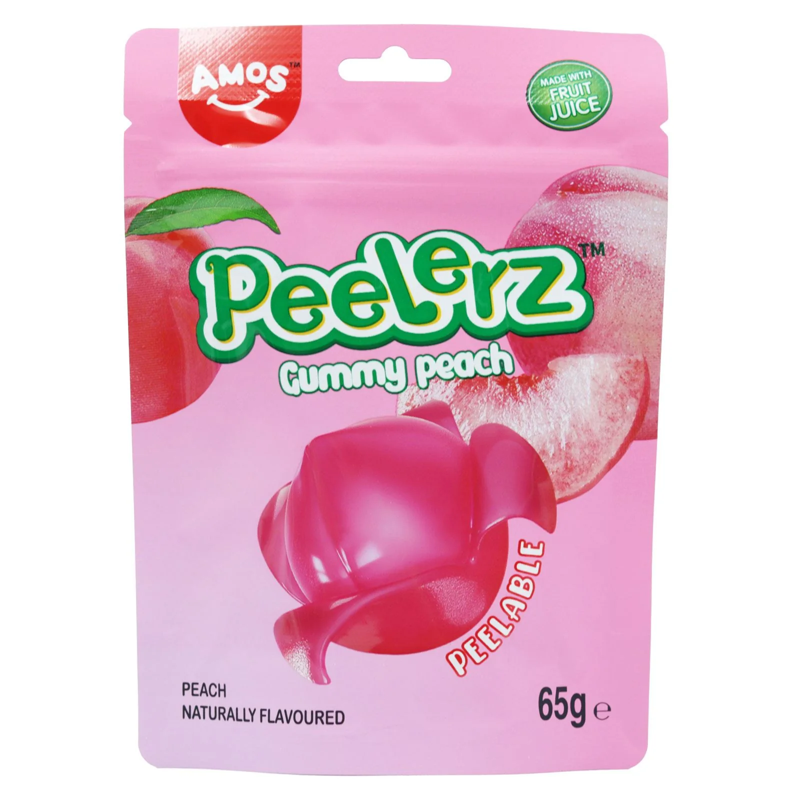 Amos Peelerz Gummy Peach Peelable Candy (12 x 65g) - Image 2