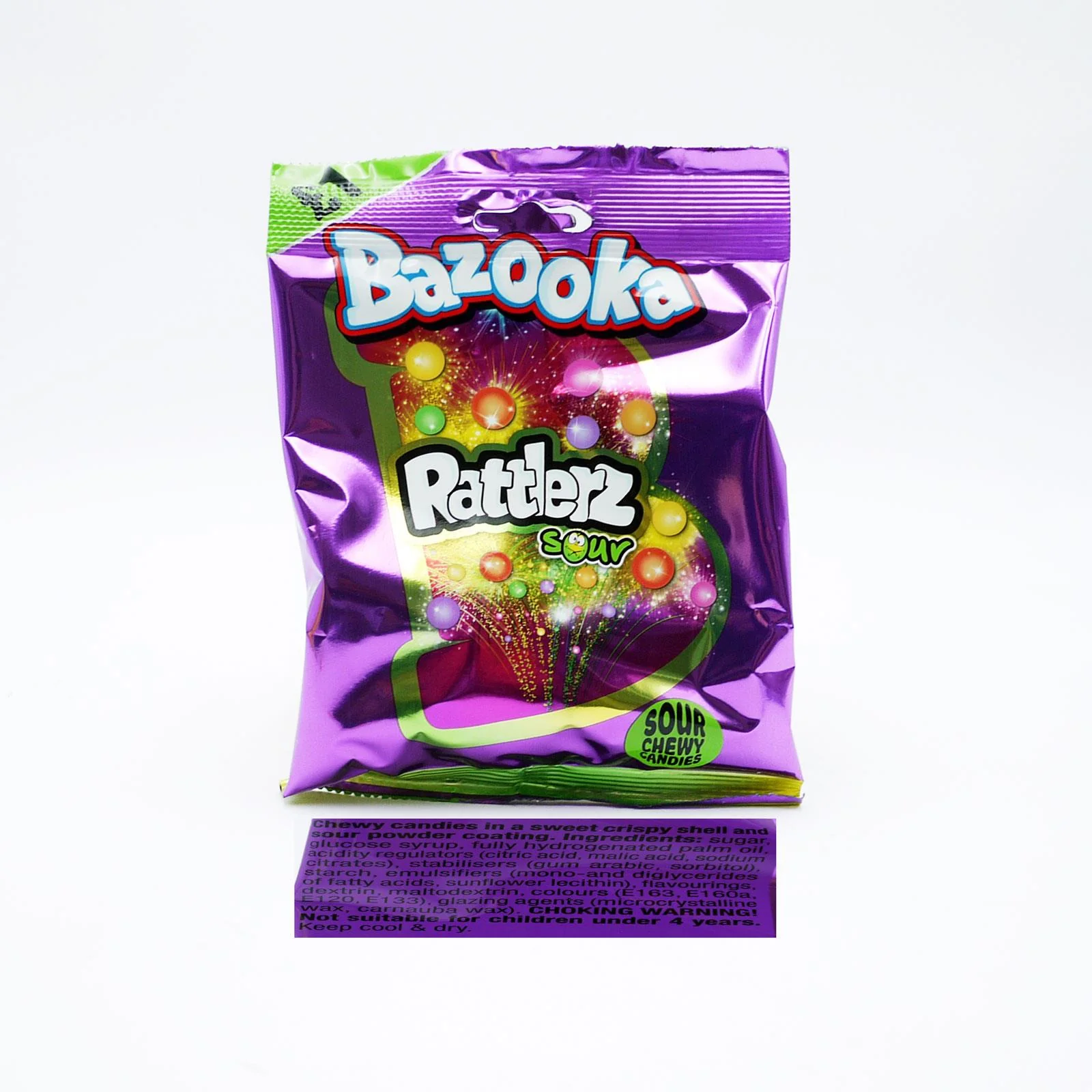 Bazooka Rattlerz Fruity Chewy Sweets, Mixed, Sours & Fruity PM1 100g (Box of 12) - Image 2