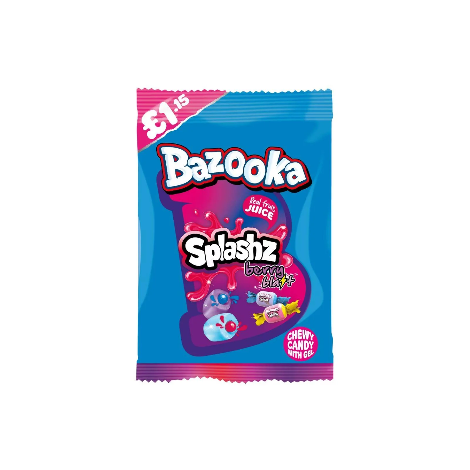 Bazooka Splashz Berry Blast Bag 120g £1.15 PMP (Box of 12) - Image 3