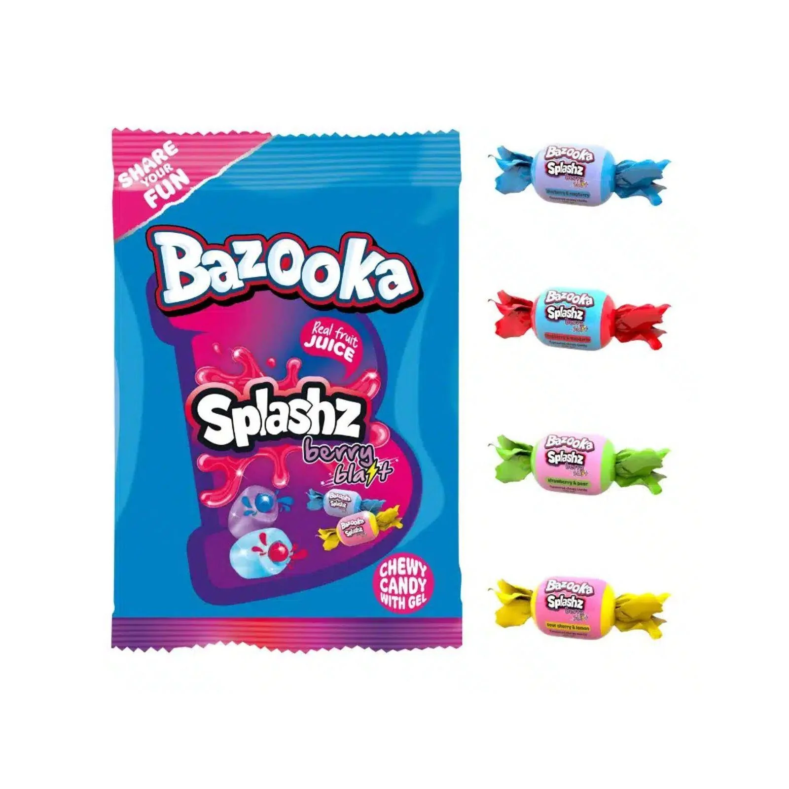 Bazooka Splashz Berry Blast Bag 120g £1.15 PMP (Box of 12) - Image 4
