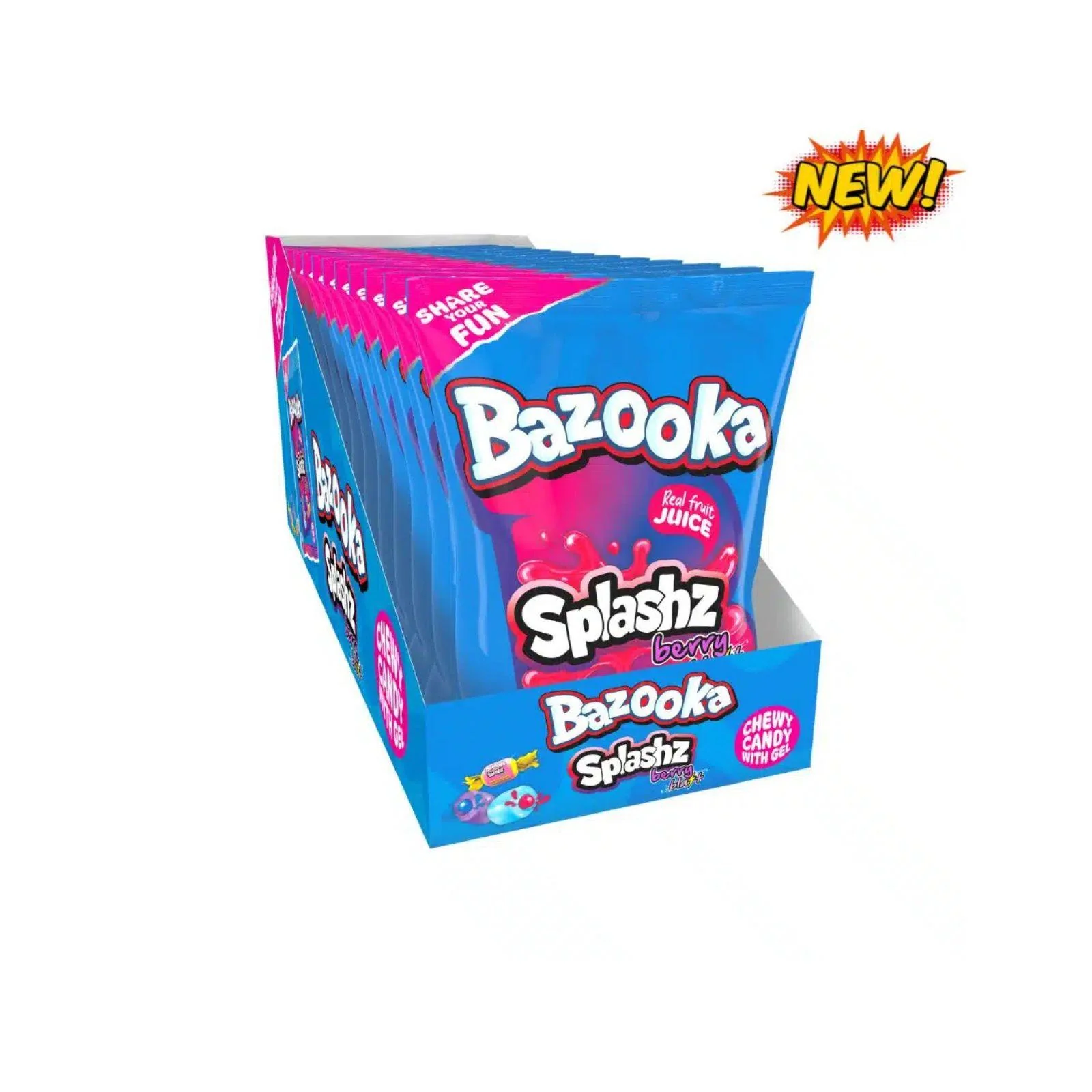 Bazooka Splashz Berry Blast Bag 120g £1.15 PMP (Box of 12) - Image 5