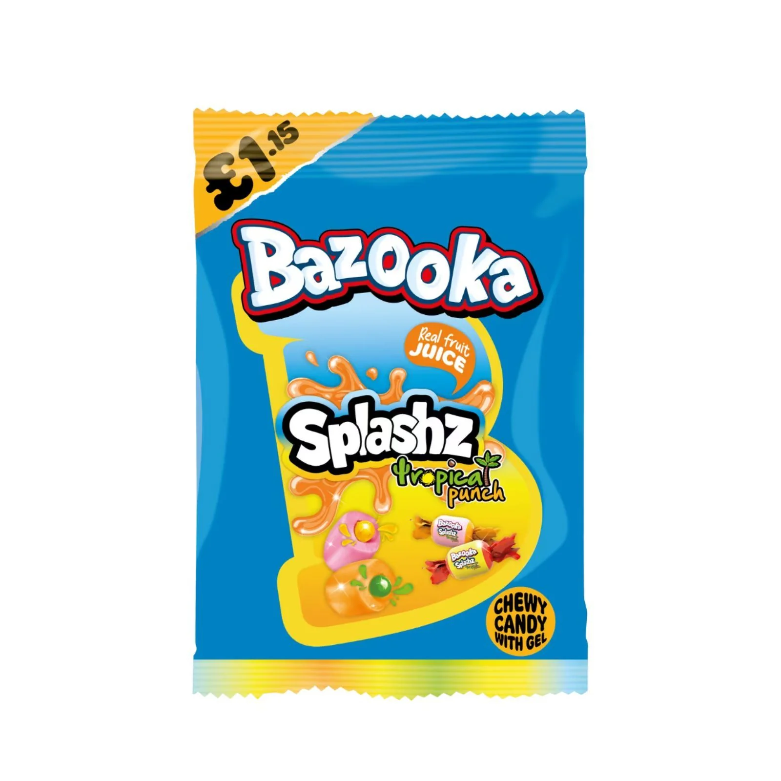 Bazooka Splashz Tropical Fruit Bag ÂŁ1.15 PMP 120g (Box of 12) - Image 2