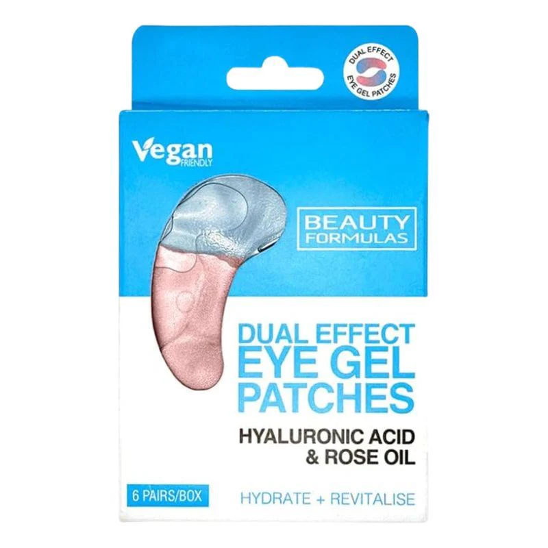 Beauty Formulas Dual Effect Eye Gel Patches (Hyaluronic Acid & Rose Oil) - 6 Pairs