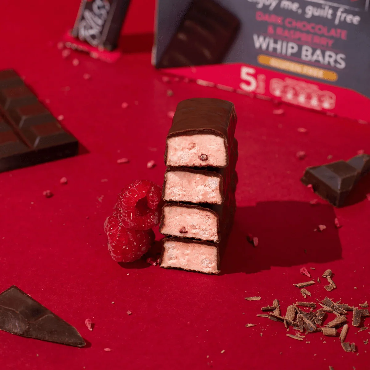 Bliss Dark Chocolate & Raspberry Whip Bars, Gluten Free, 5 Bars (12 x 110g) - Image 3