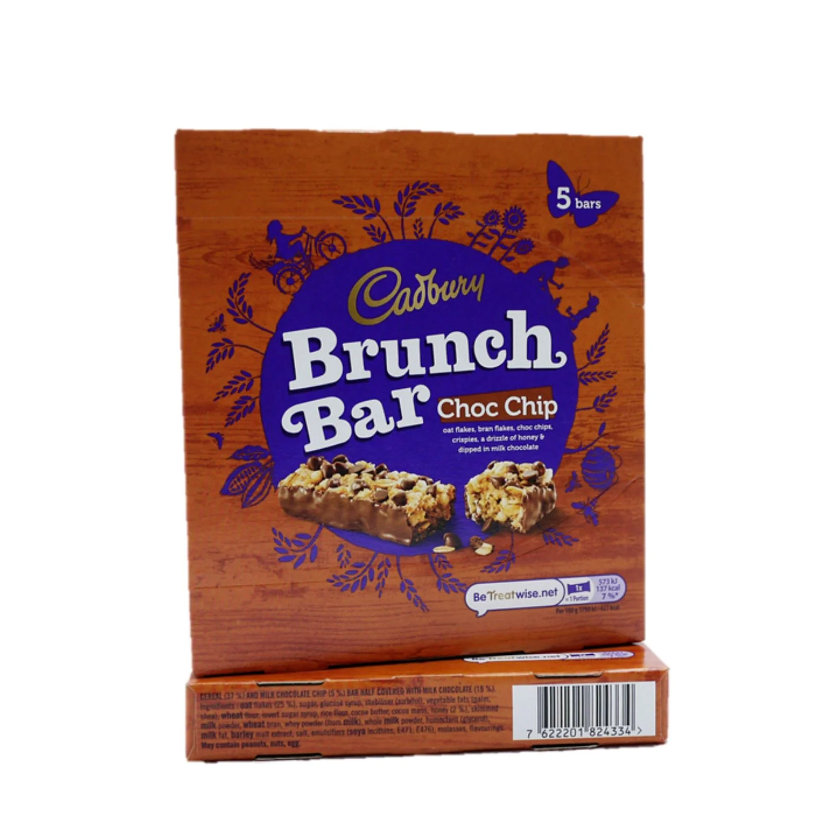 Cadbury Brunch Bar Milk Chocolate Chip 5 Pack 140g (Box of 8) - Image 2