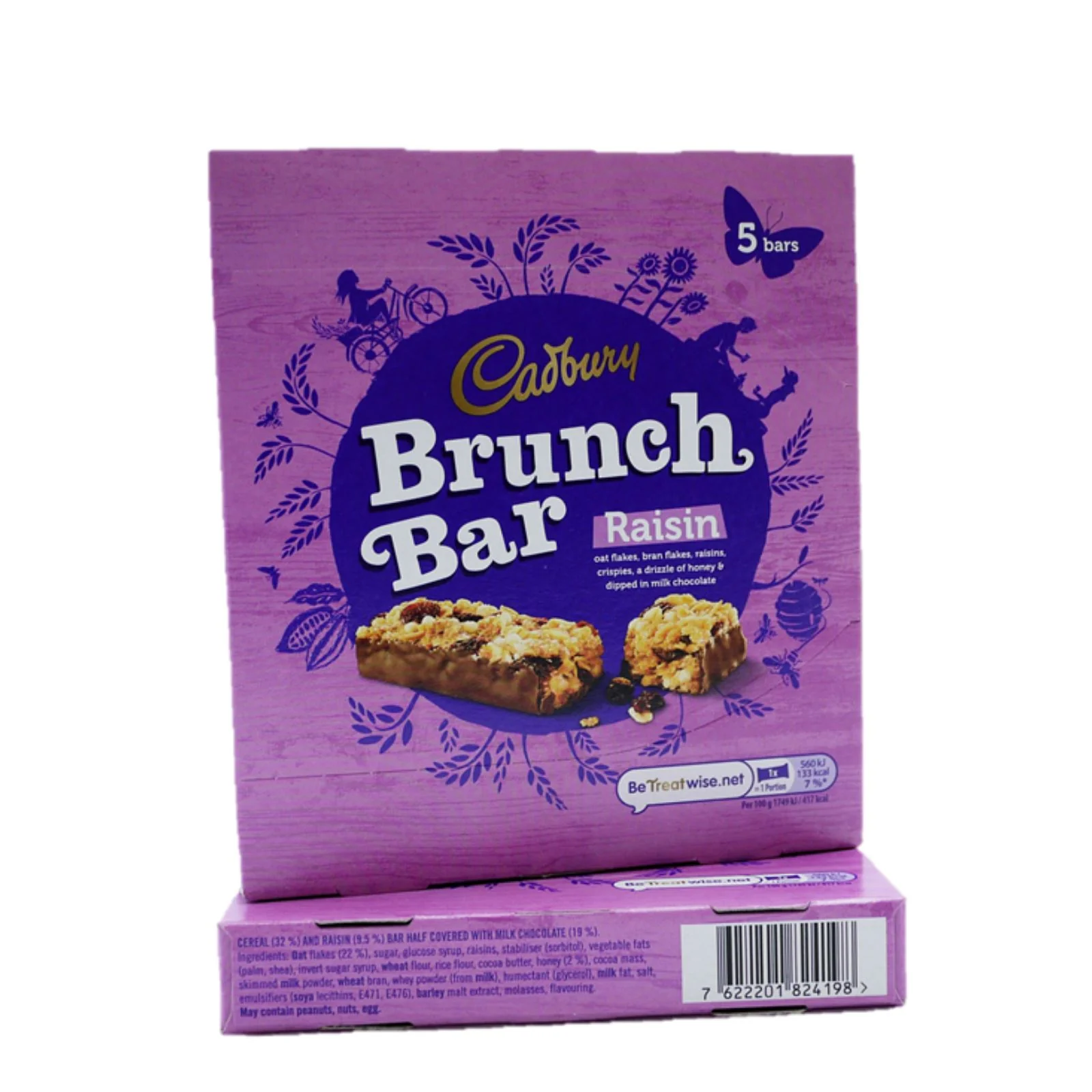 Cadbury Brunch Bar Raisin Milk Chocolate 5 Pack 140g (Box of 8) - Image 2