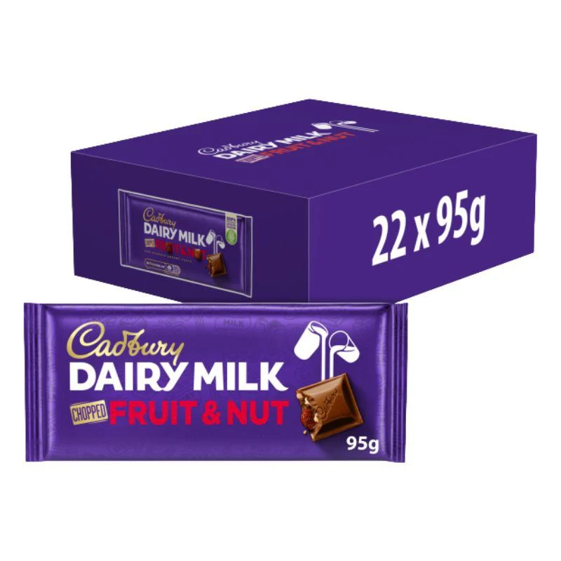 Cadbury Dairy Milk Fruit and Nut Chopped Chocolate Bar (22 x 95g)