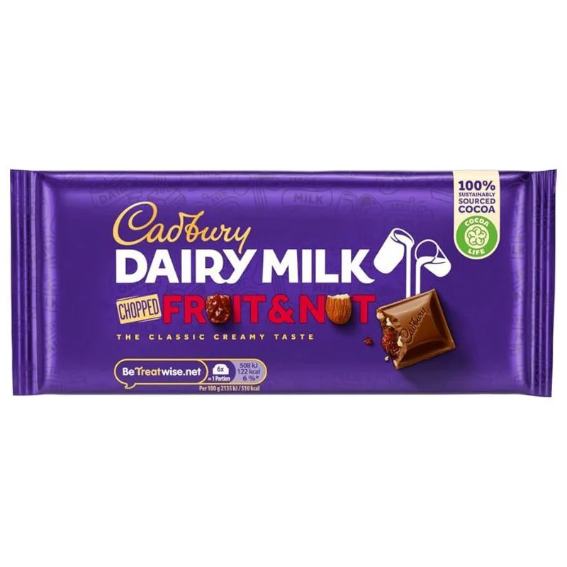 Cadbury Dairy Milk Fruit and Nut Chopped Chocolate Bar (22 x 95g) - Image 2
