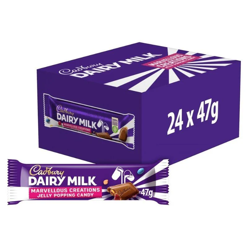 Cadbury Marvellous Creations Jelly Popping Candy Chocolate Bar (24 x 47g)