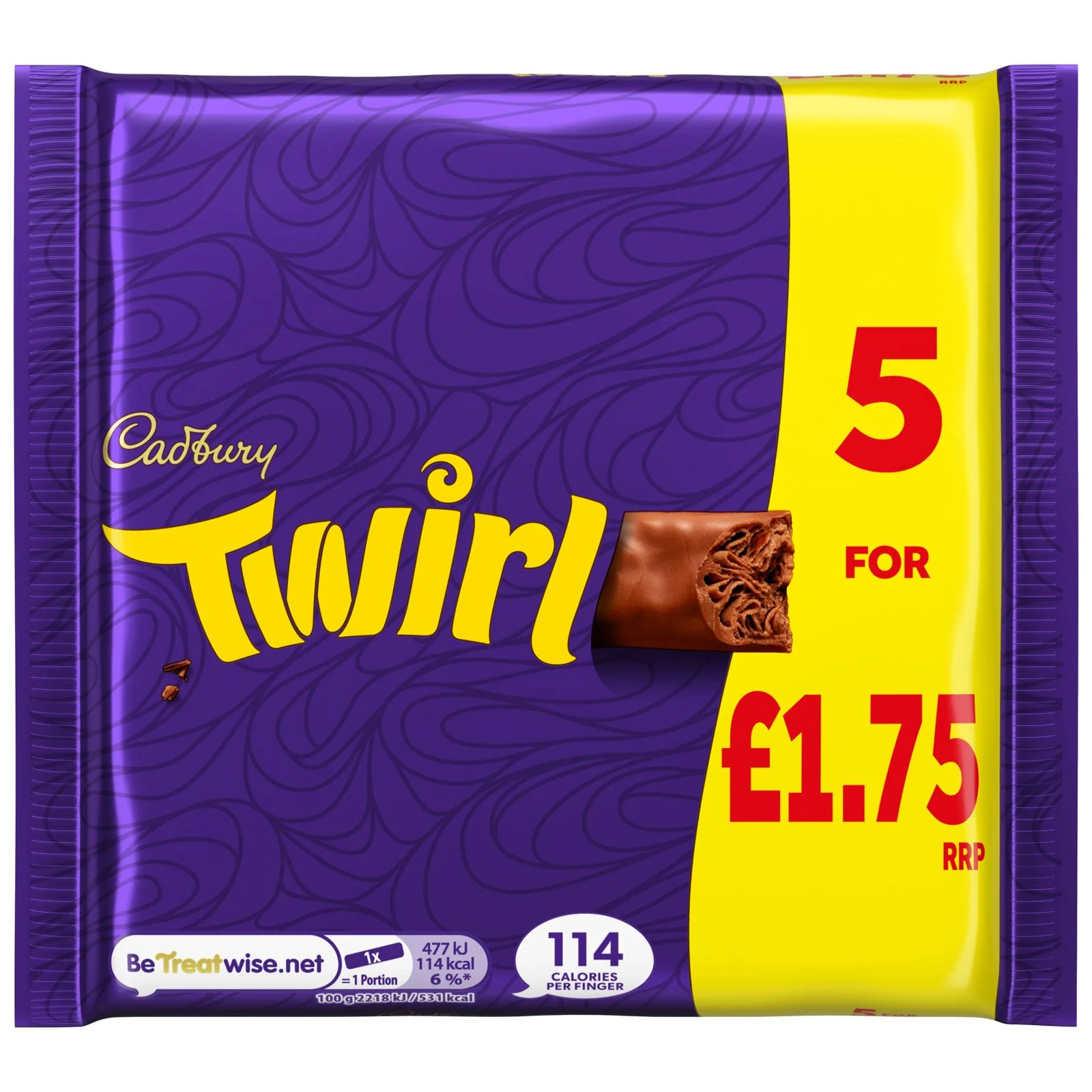 Cadbury Twirl Milk Chocolate Bar 5 Pack, (20 x 107.5g) - Image 2