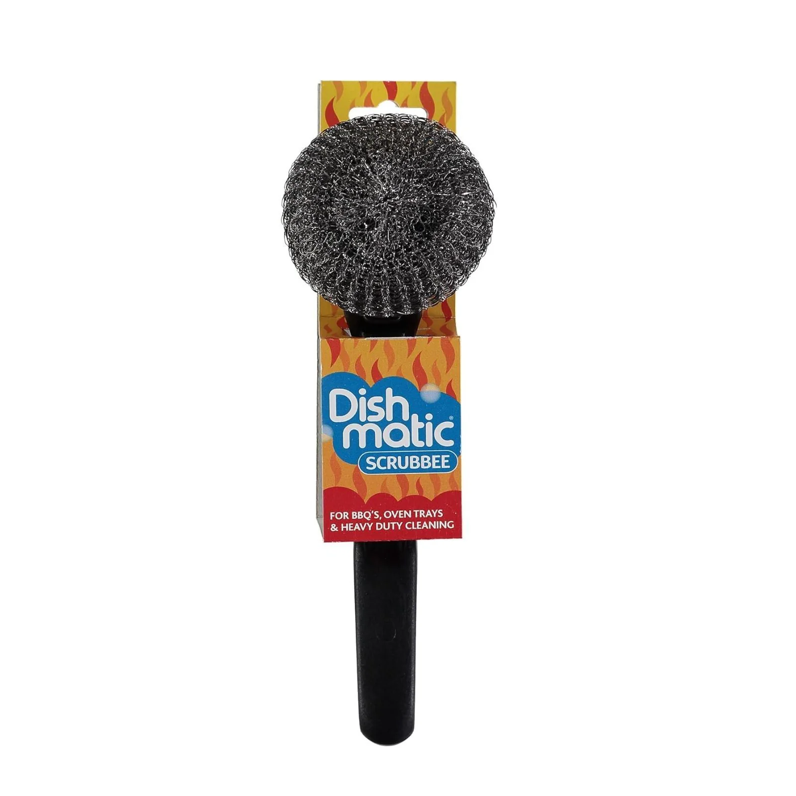 Dishmatic Scrubbee Washing-Up Stainless Steel Scourer Washing-Up Handle with Easy-Grip Handle