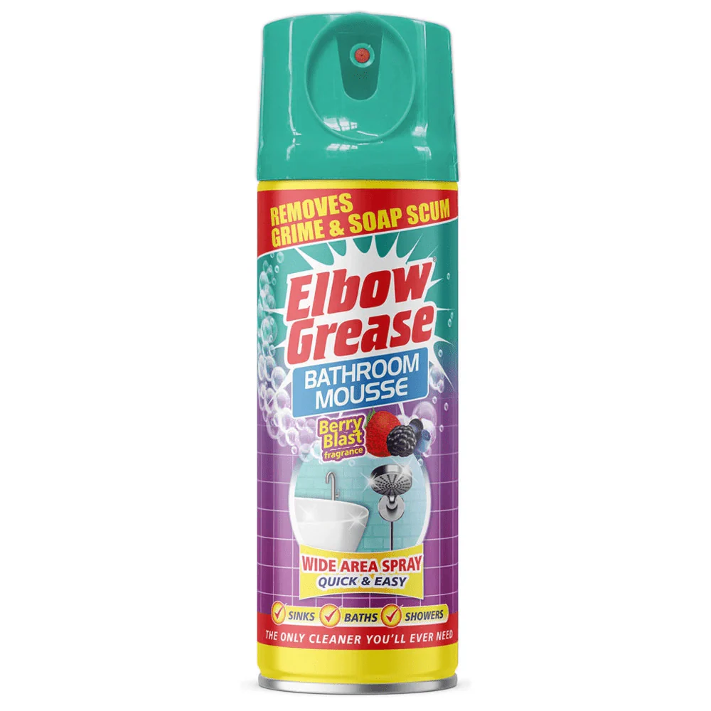 Elbow Grease Lemon Zest, Hawaiian Fresh & Berry Blast Bathroom Mousse Spray Mixed (3 x 400ml) - Image 4