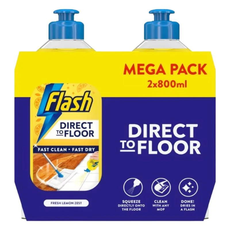 Flash Direct To Floor Cleaner Lemon Twin Pack (2x800ml)
