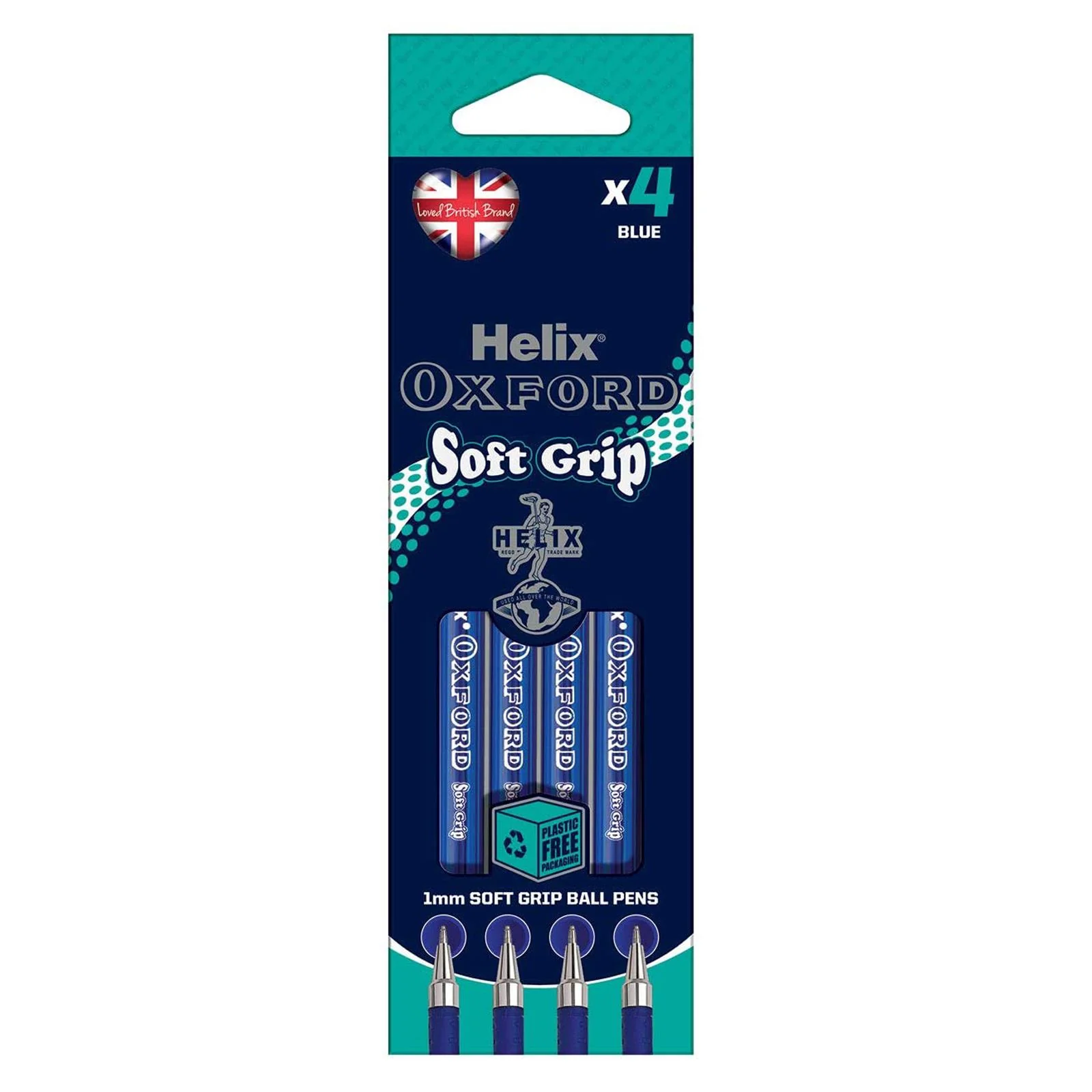 Helix Oxford Soft Grip Ballpoint Pens, Blue - 4 Pack - Image 2