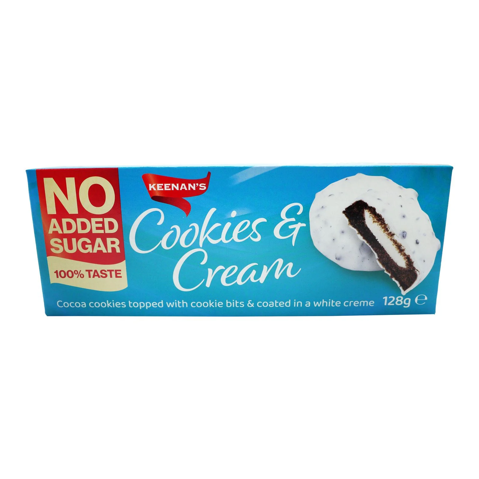 Keenans Cookies & Cream No Added Sugar 128g (Box of 18)
