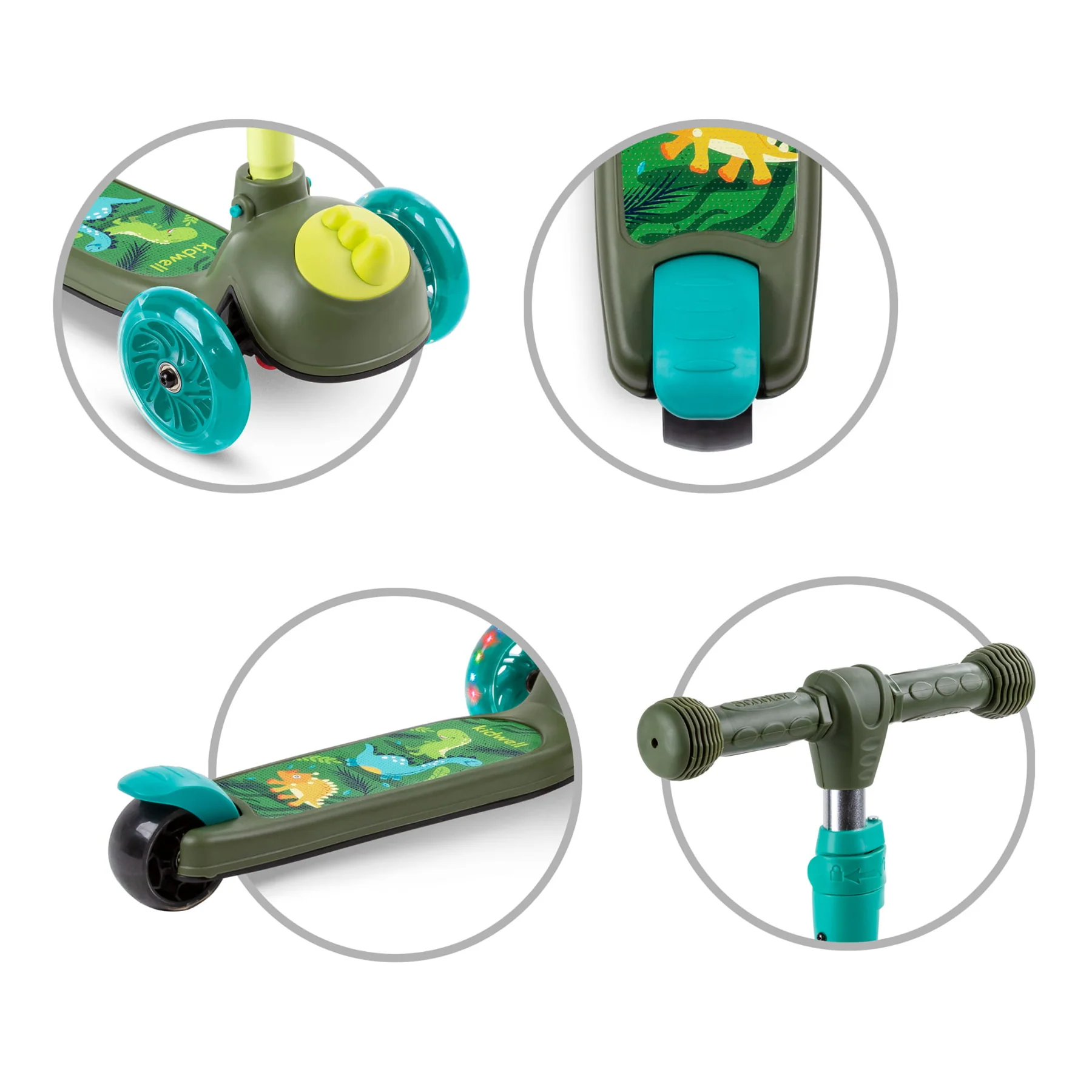 Kidwell 3 Wheeled Light Up Balance Scooter (Dinosaur) - Image 4