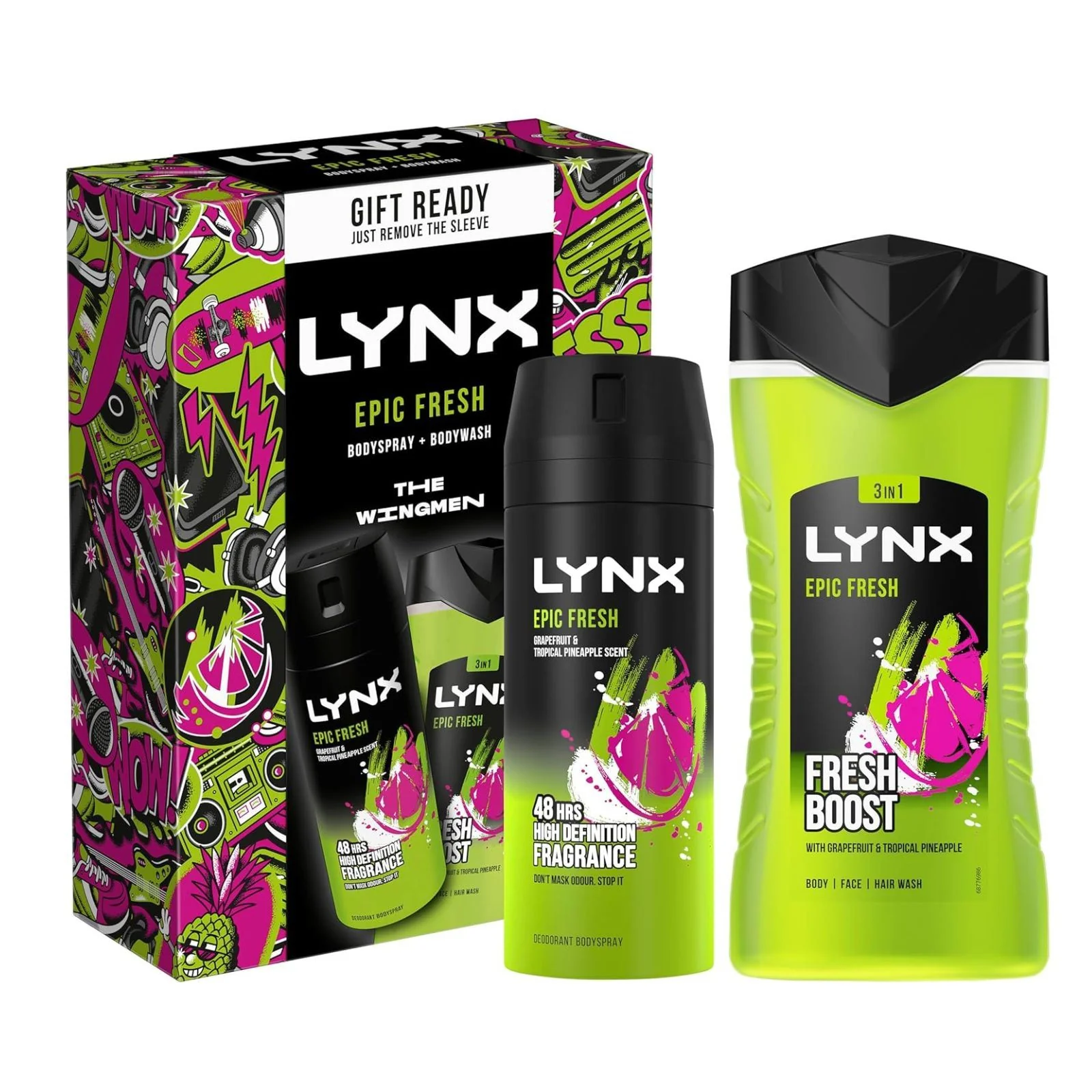 Lynx Epic Fresh The Wingmen Duo Gift Set Body Wash & Body Spray 2 piece