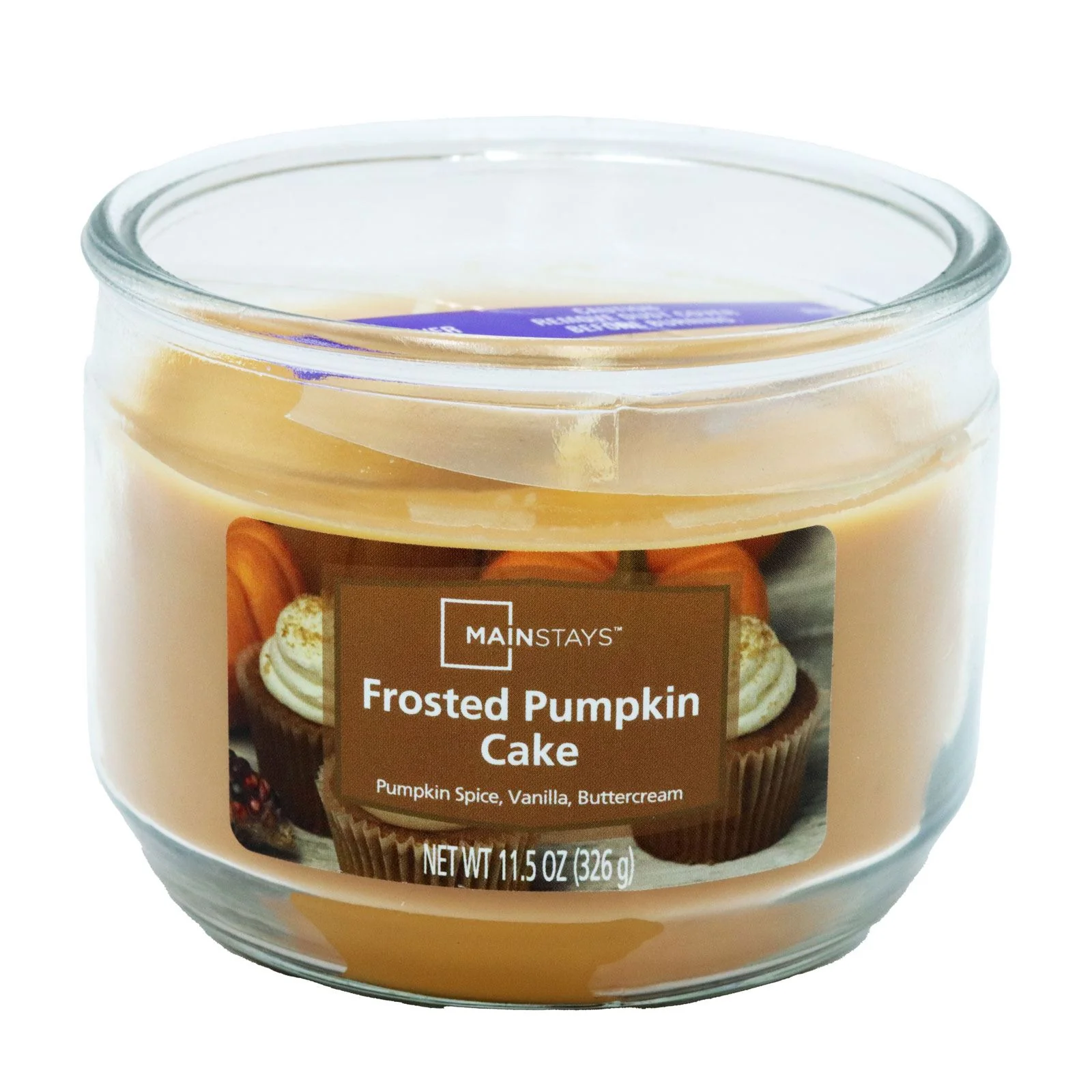 Mainstays Frosted Pumpkin Cupcakes Scented 3-Wick Glass Jar Candle, 11.5 oz.