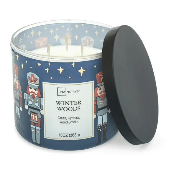 Mainstays Scented 3-Wick Jar Candle, Winter Woods, 13 oz - Image 2