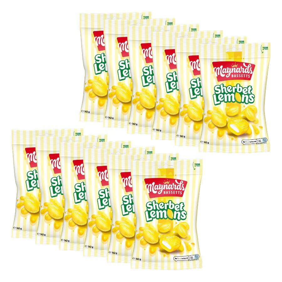Maynards Bassetts Sherbet Lemons with Fizzy Centre (12 x 162g)