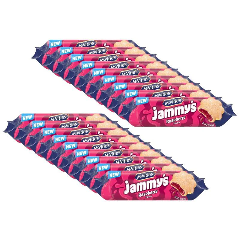 McVitie's Jammy's Raspberry Flavour Biscuits, Soft Centre Snacks (18 x 136.5g)