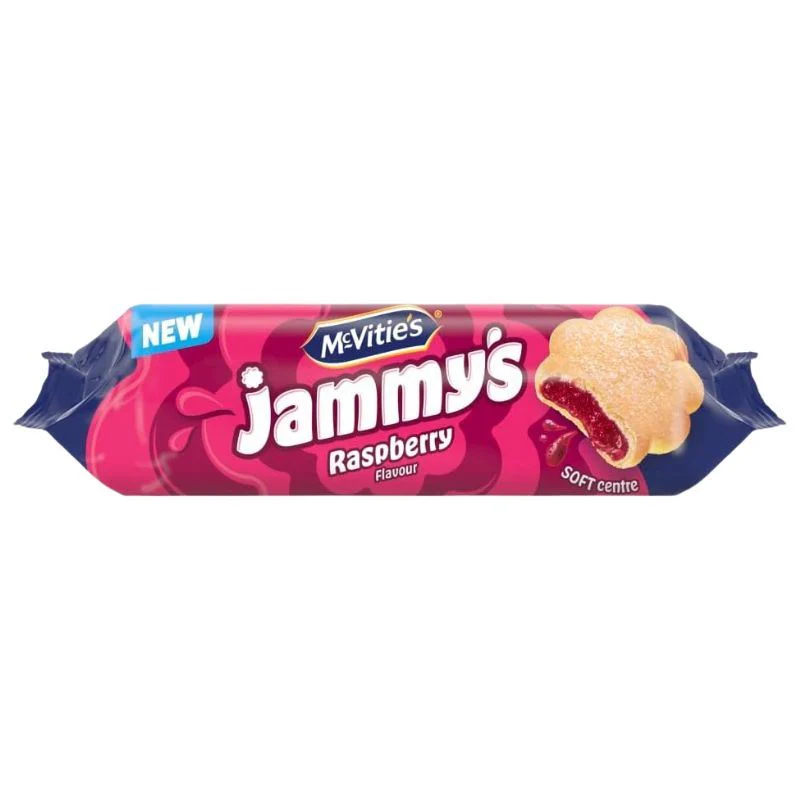 McVitie's Jammy's Raspberry Flavour Biscuits, Soft Centre Snacks (18 x 136.5g) - Image 2