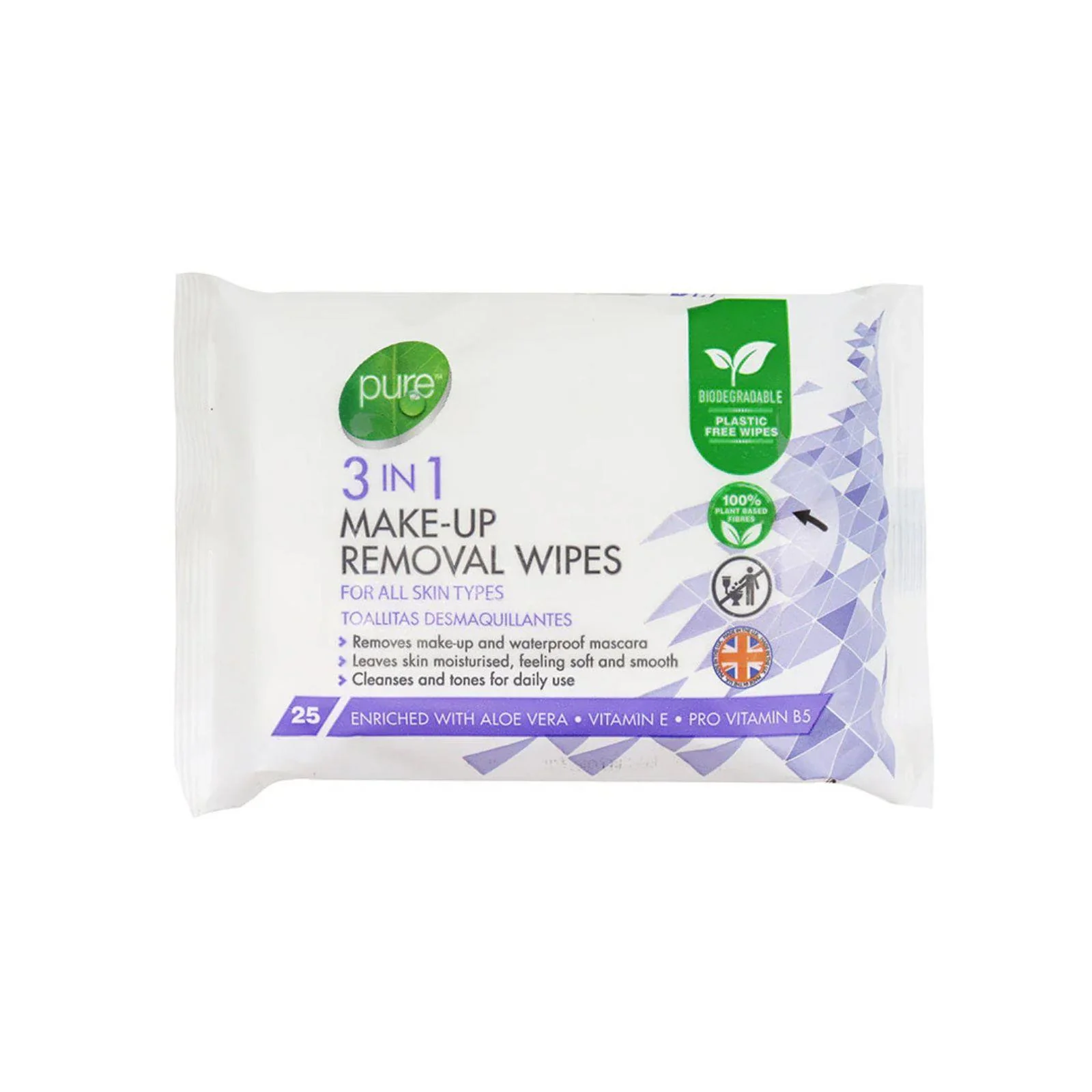 Pure 3-In-1 Make-Up Removal Wipes 25s