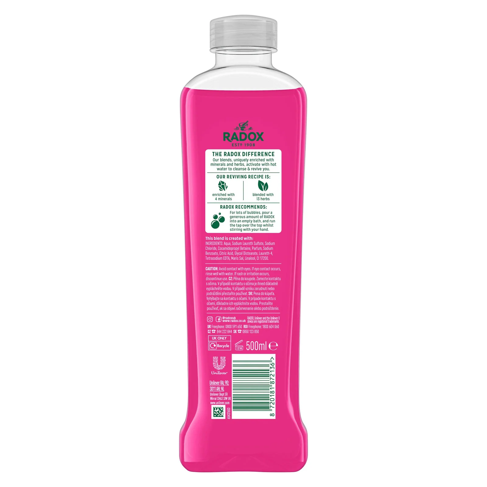 Radox Strawberry Feel Radiant Bath Soak Bubble Bath (500ml) - Image 2