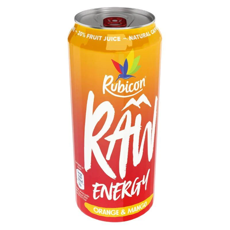 Rubicon Raw Energy Drink Orange & Mango (12 x 500ml) - Image 2