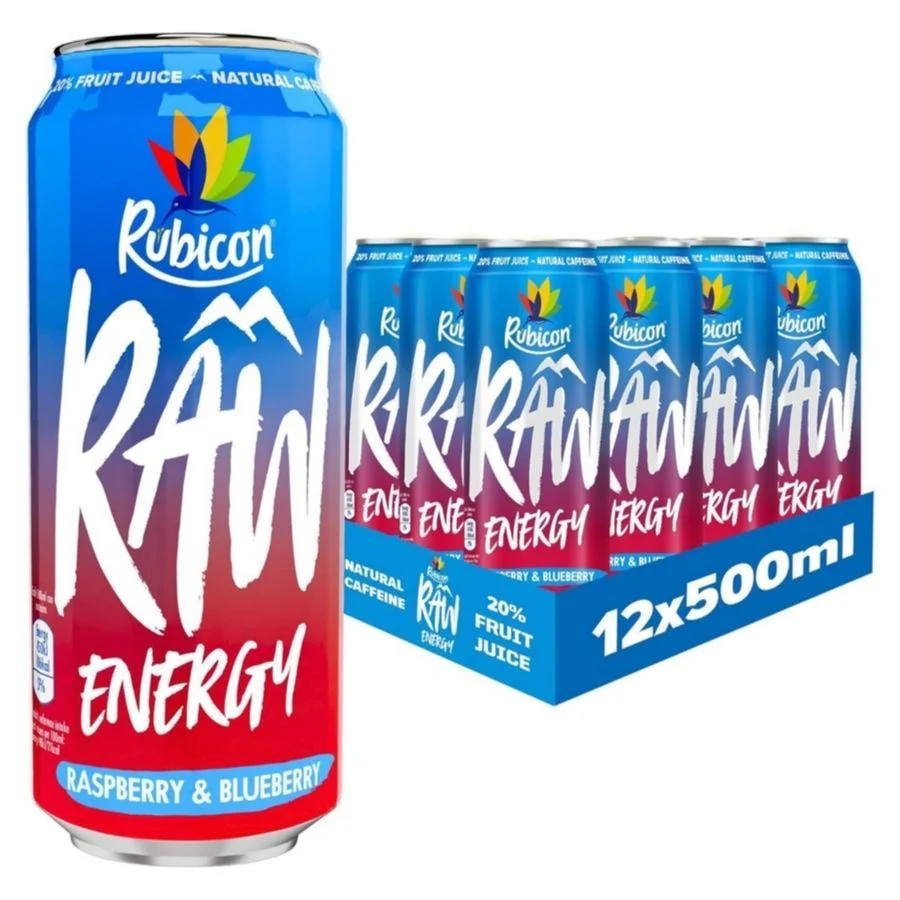 Rubicon Raw Raspberry & Blueberry Energy Drink (12 x 500ml)