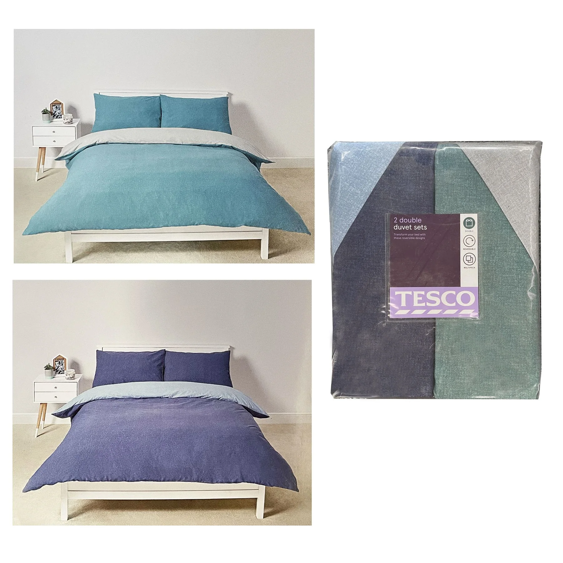 Tesco Double Duvet Sets Reversible Double Pack - Image 2