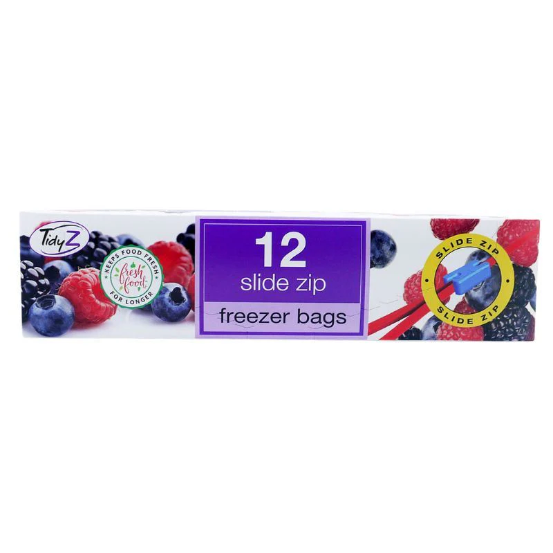 Tidyz Extra Strong Slide Zip Freezer Bags, 12 Pack