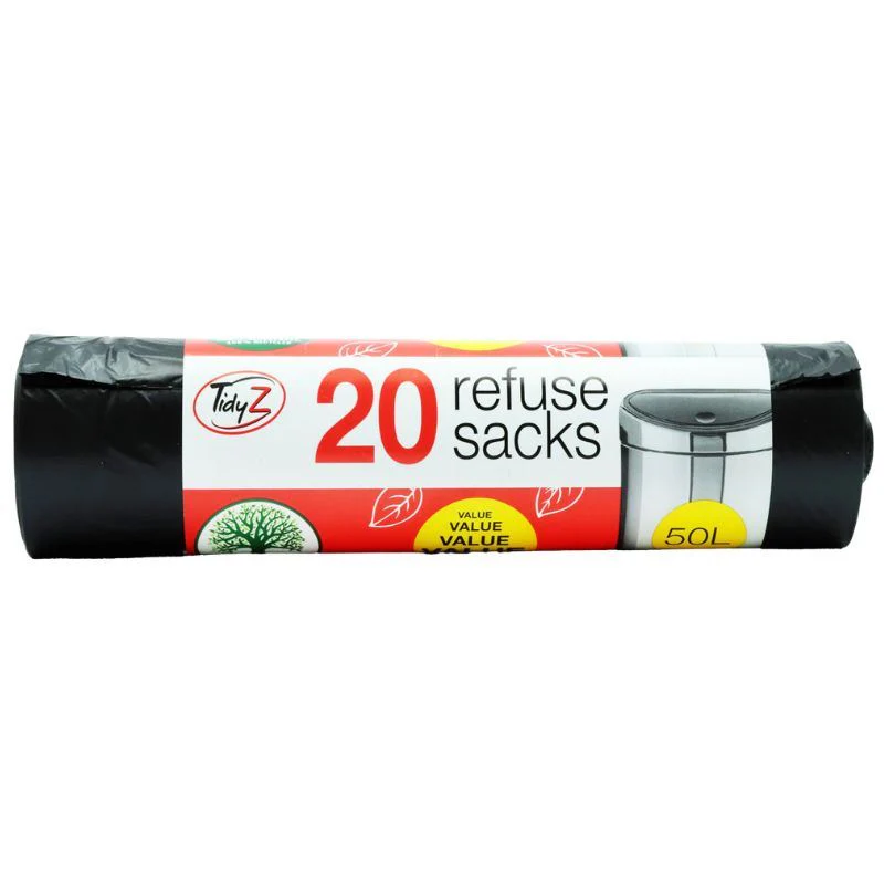 Tidyz Refuse Sacks Heavy Duty Rolls 50L - 20 Pack