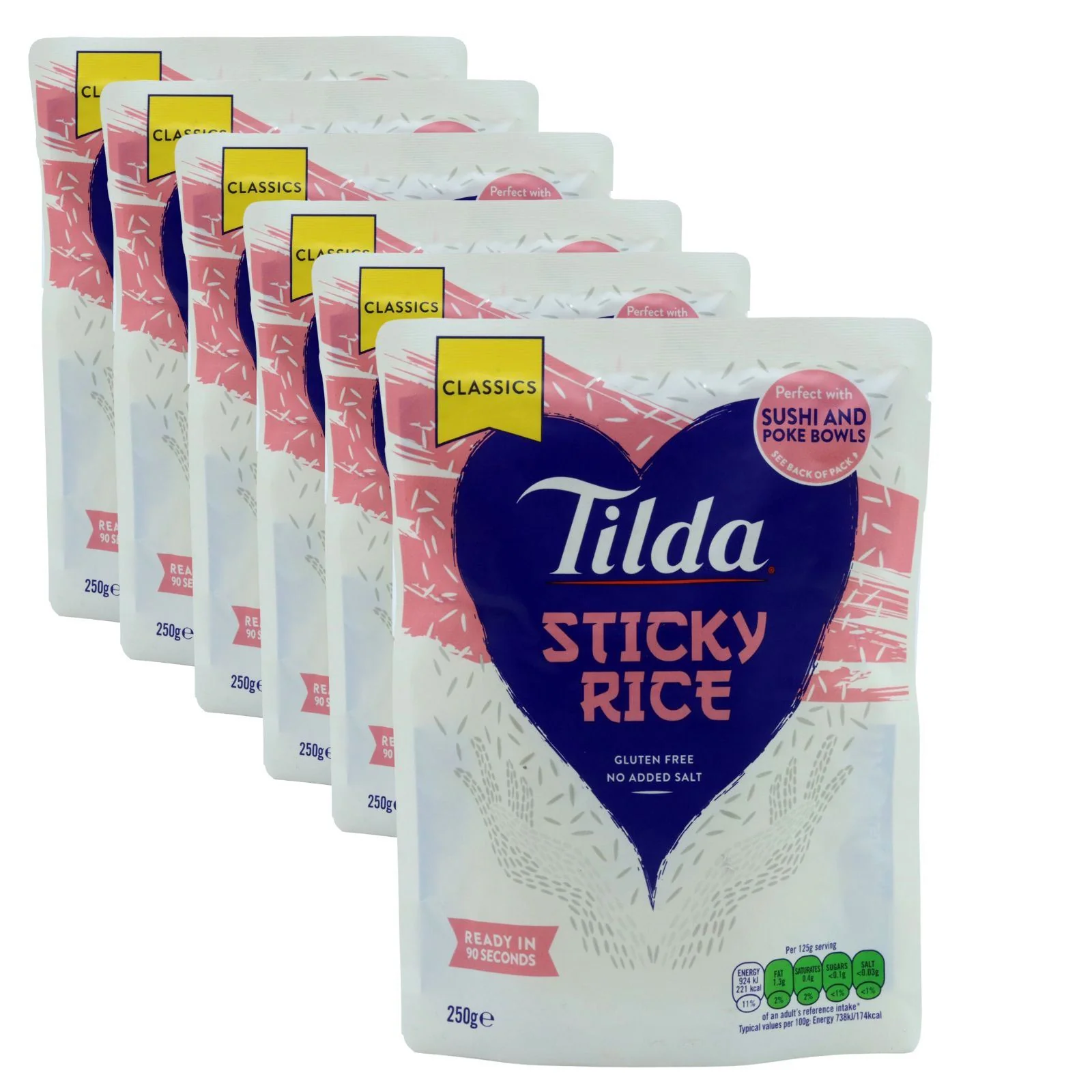Tilda Microwave Sticky Medium Grain Rice 250g (Box of 6)
