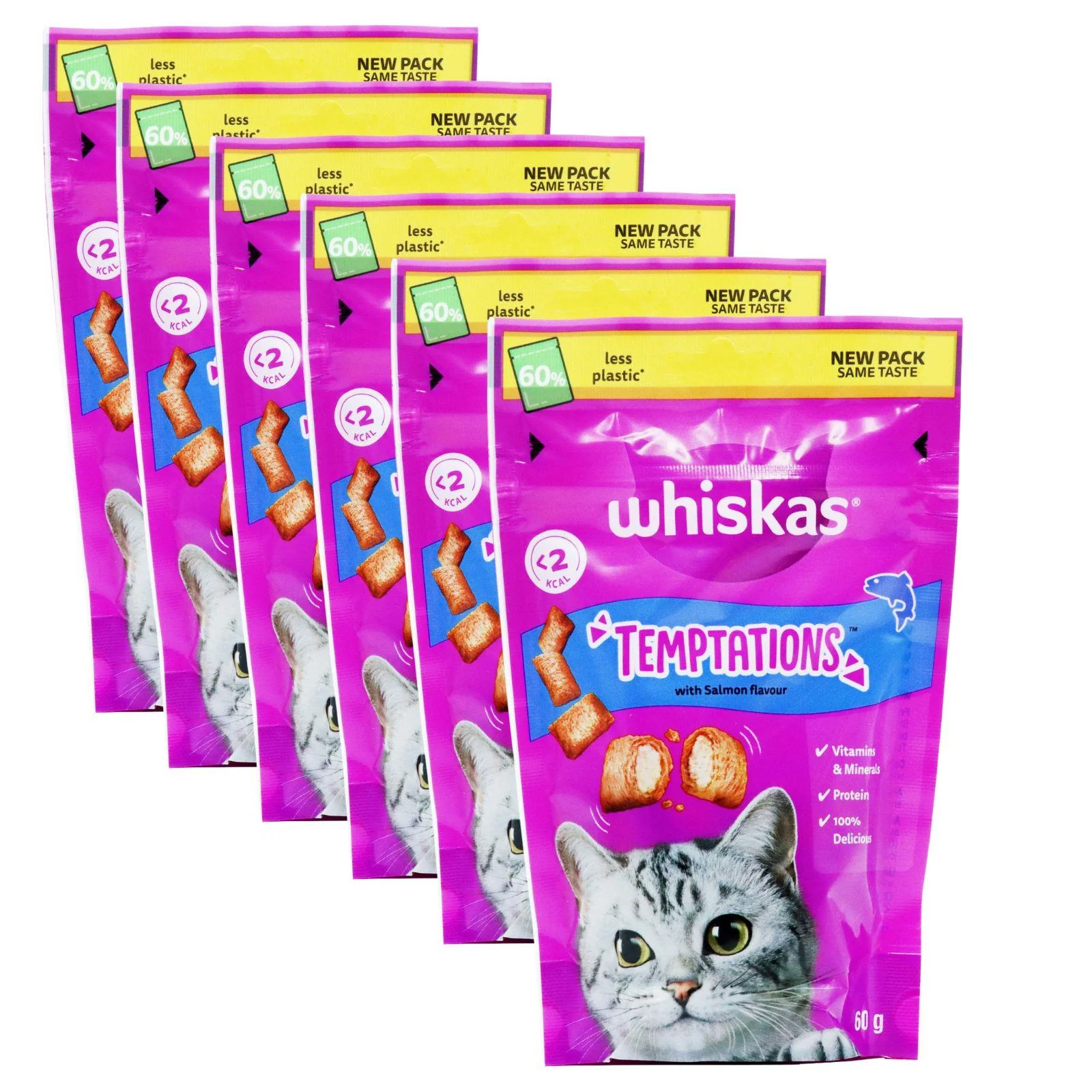 Whiskas Cat Temptations Salmon 60g (Box of 6)
